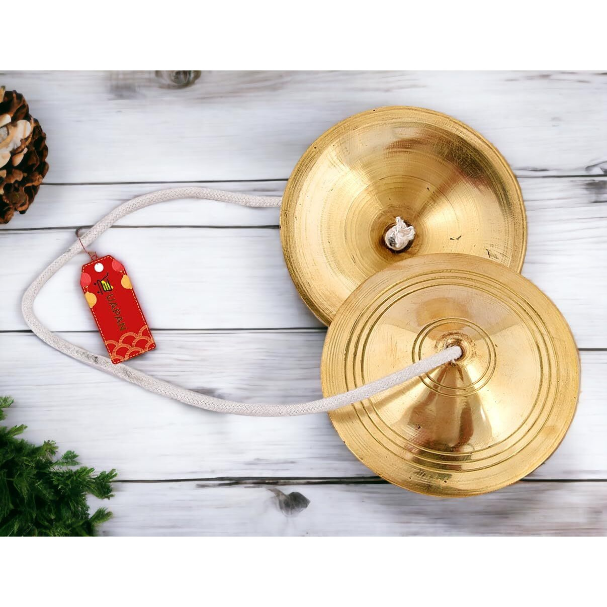 Uapan Metal Craft Manjeera Traditional Instrument Indian Music (Big, 4 Inch)