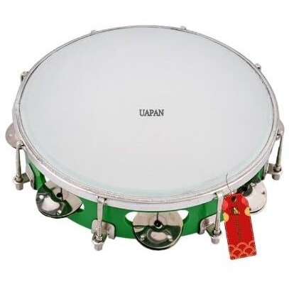 Uapan Dafli Musical Instrument I Dafli/Tambourine I 7Inch Hand Percussion Musical Instrument I Green Color I Small Tambourine