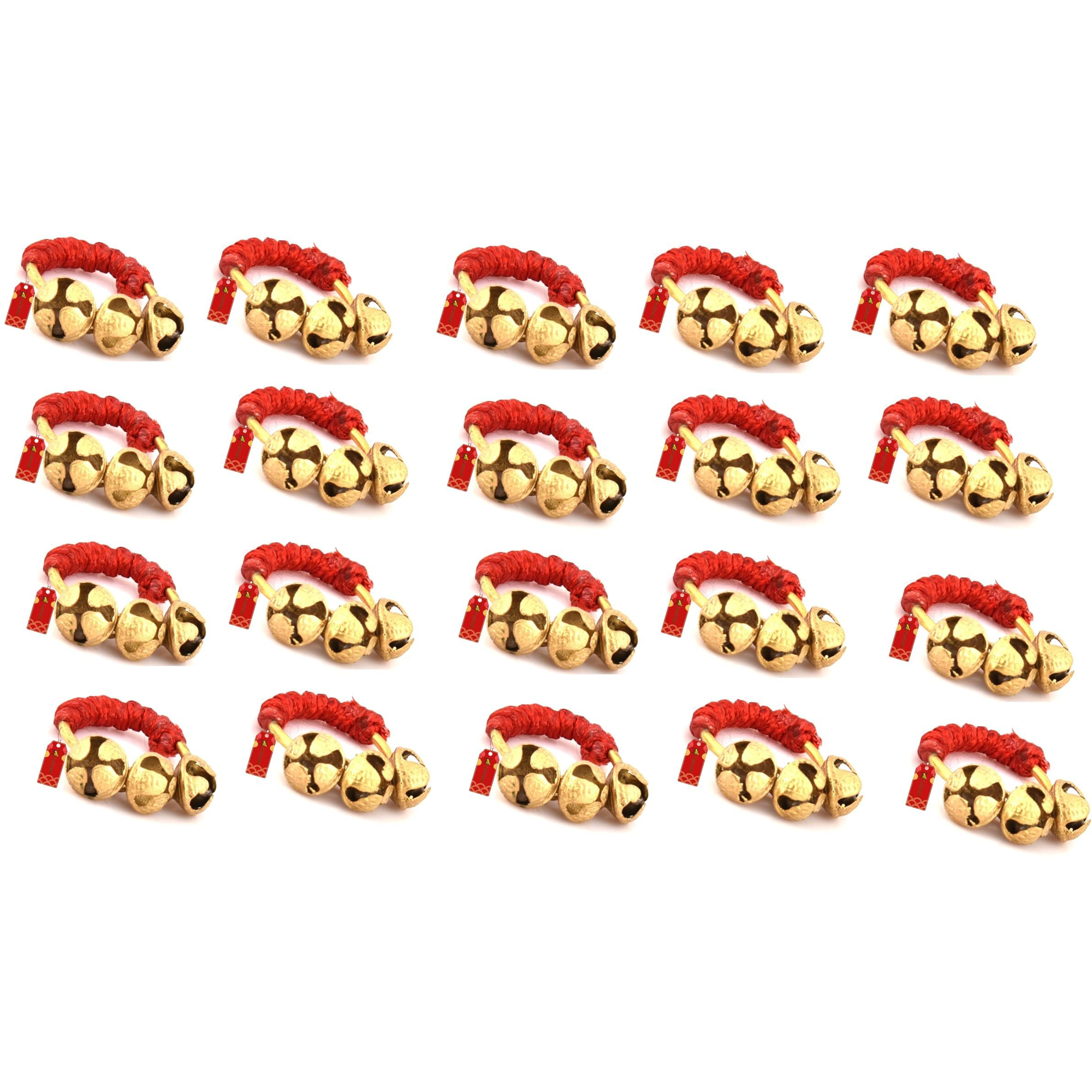 Uapan Ghungroo Kadi Fingers For Puja Aarti Hand Finger Clapping Ring Cymbals Pooja Bhajan Set Pair Musical Instrument (Red, Red Pack Of 10 Pair)