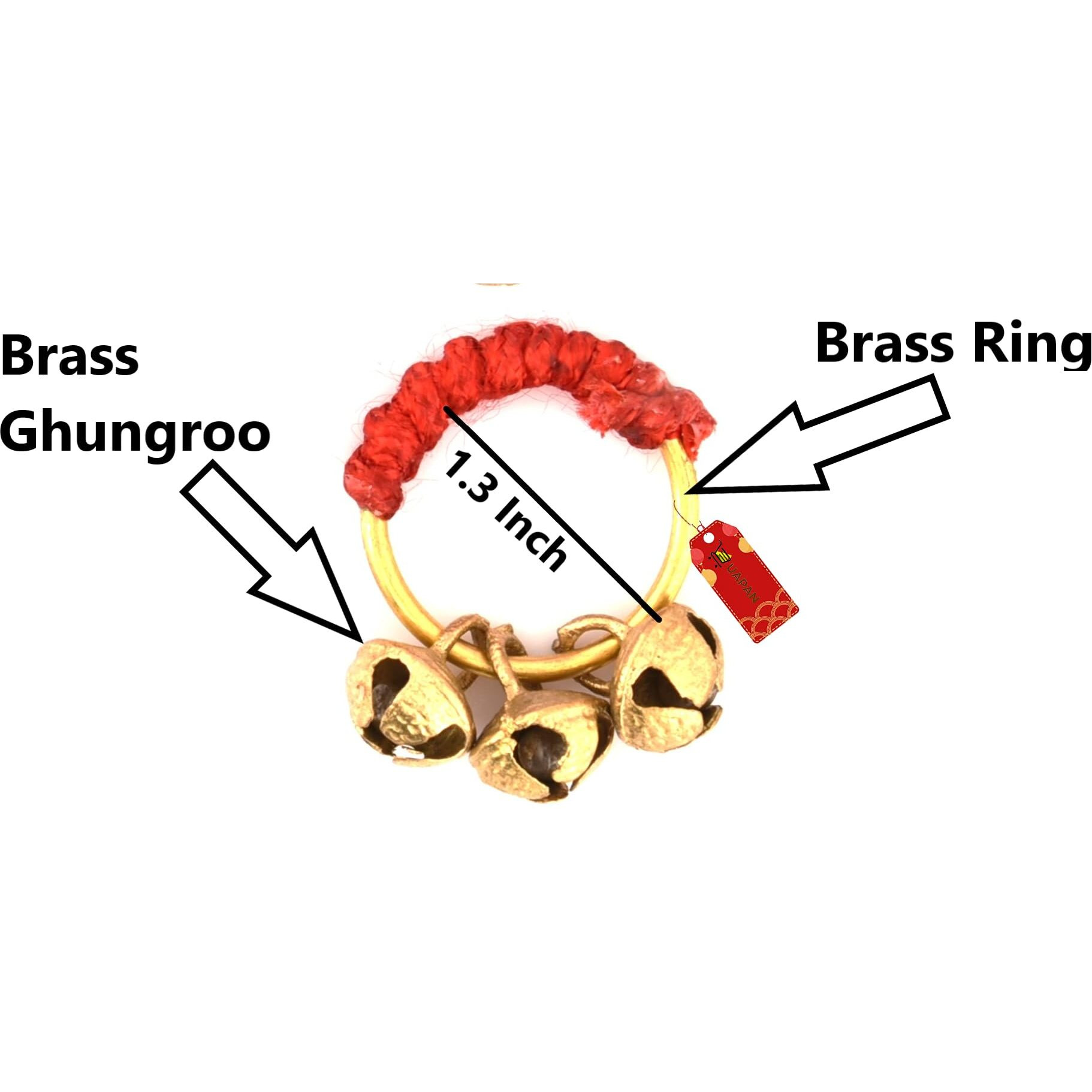 Uapan Ghungroo Kadi Fingers For Puja Aarti Hand Finger Clapping Ring Cymbals Pooja Bhajan Set Pair Musical Instrument (Red, Red Pack Of 10 Pair)