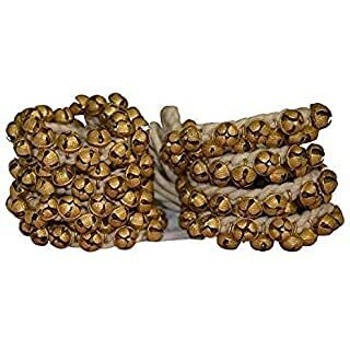 Uapan Brass Big Ghungroo White Cotton String Bells For Professional Dancers (Pair, 75+75_2.5 Cm)