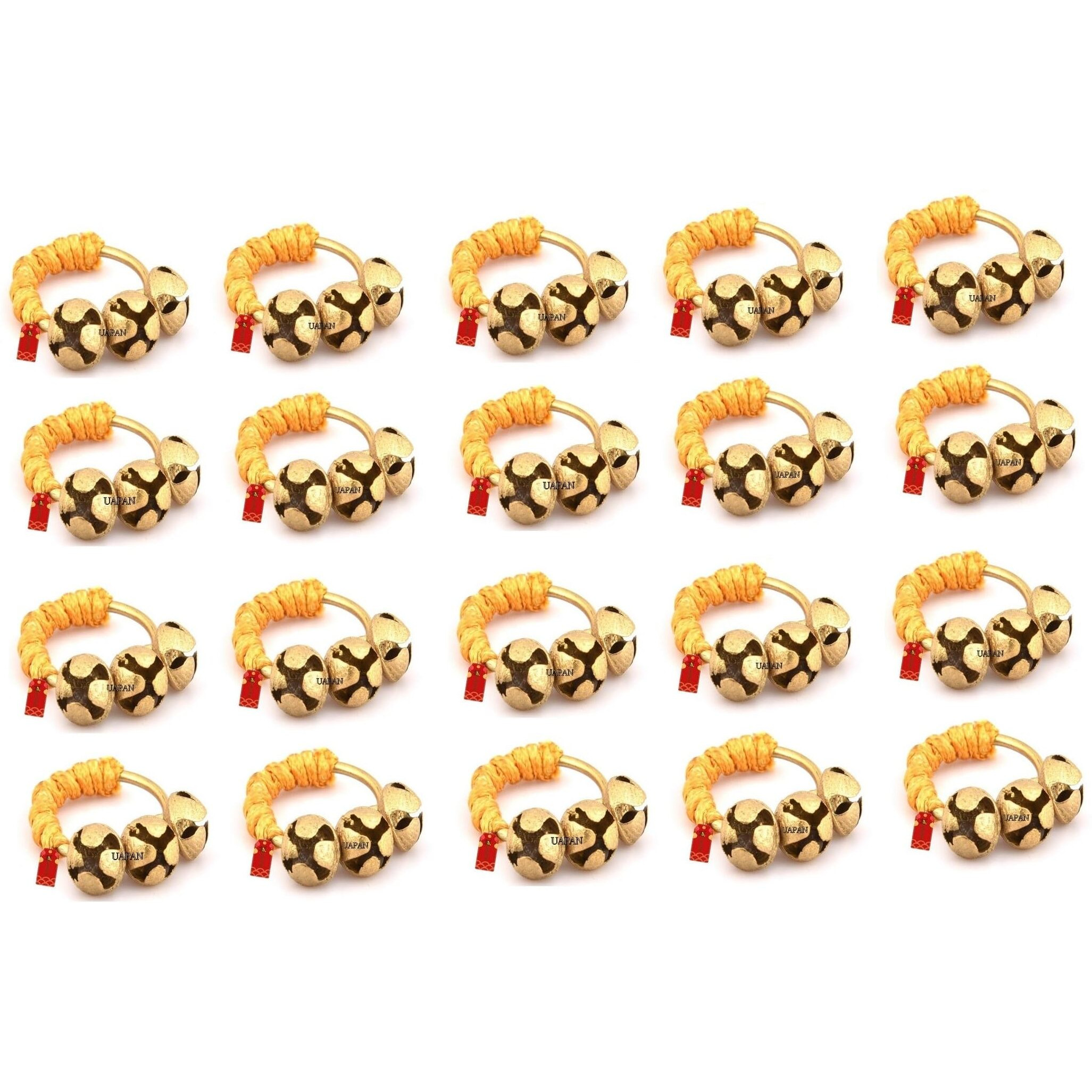 Uapan Ghungroo Kadi Fingers For Puja Aarti Hand Finger Clapping Ring Cymbals Pooja Bhajan Set Pair Musical Instrument Finger Cymbol (Yellow, Pack Of 10 Pair)