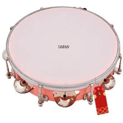 Uapan Dafli Musical Instrument Dafli/Tambourine 7Inch Hand Percussion Musical Instrument (Orange Color Small Tambourine)