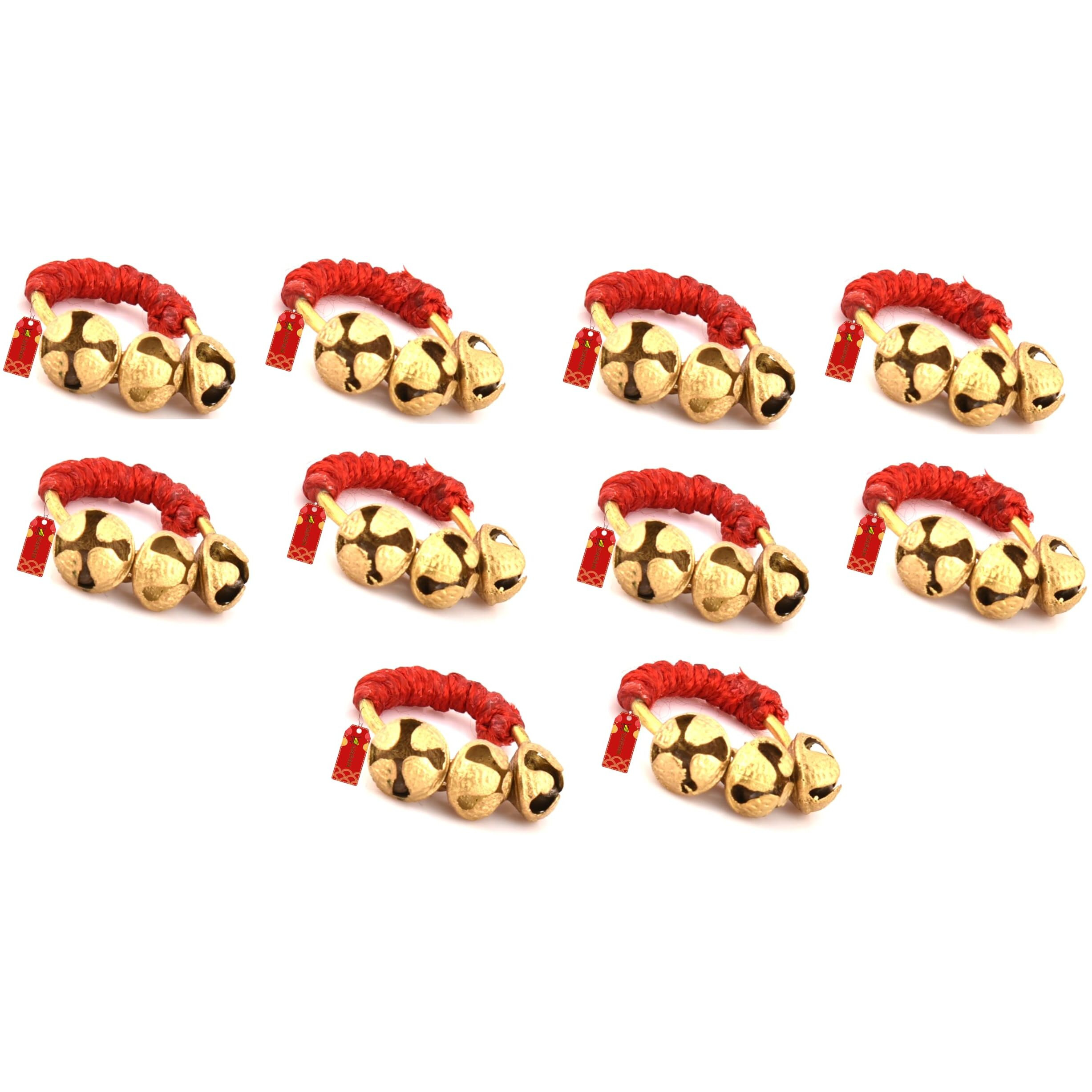 Uapan Ghungroo Kadi Fingers For Puja Aarti Hand Finger Clapping Ring Cymbals Pooja Bhajan Set Pair Musical Instrument Finger Cymbol (Red, Pack Of 5 Pair)