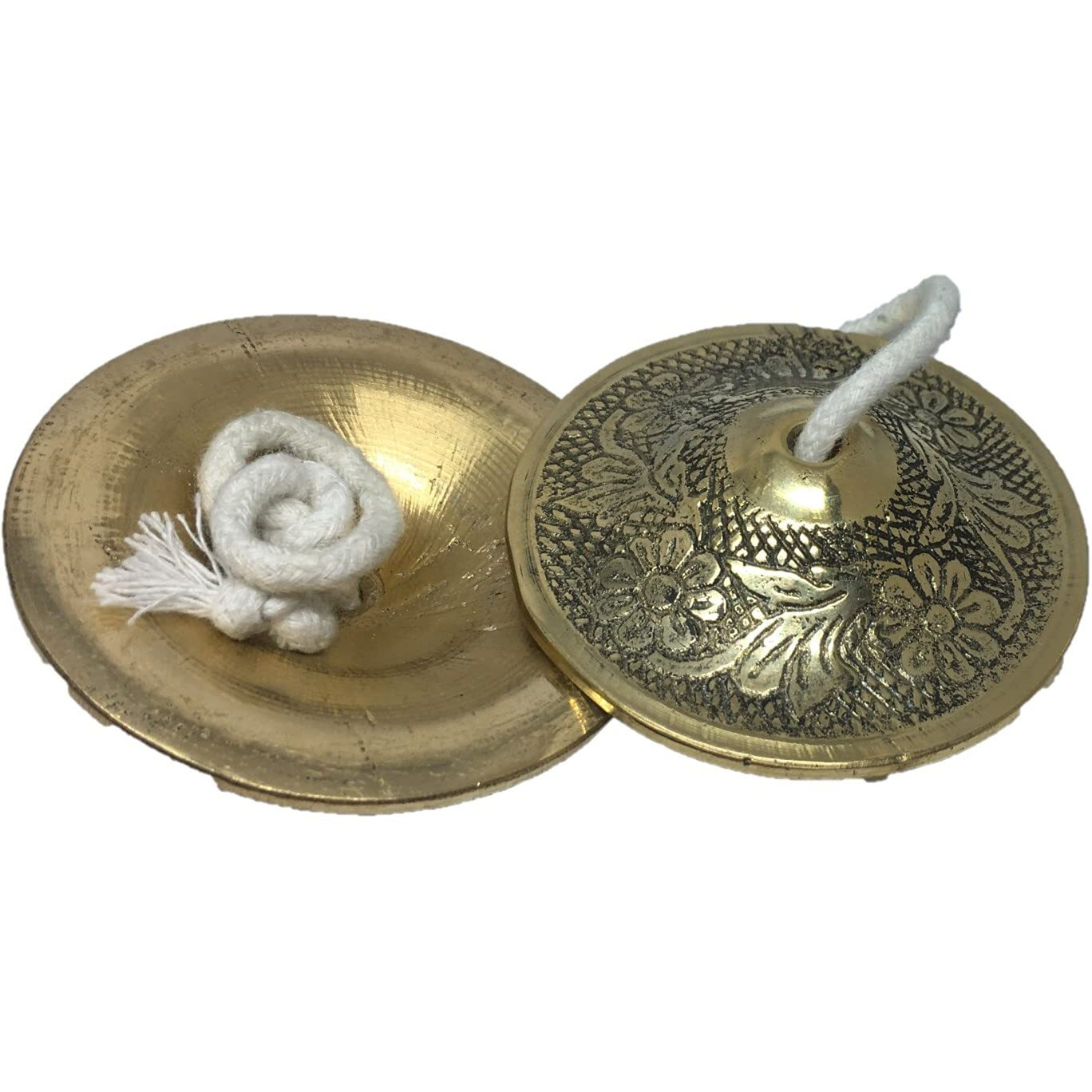 Uapan Metalcraft Brass Designer Manjira Manjeera For Handmade Percussion Instrument, Hand Cymbals - Indian Musical Instrument Brass Pooja Bell (Gold, Pack Of (Big Size)