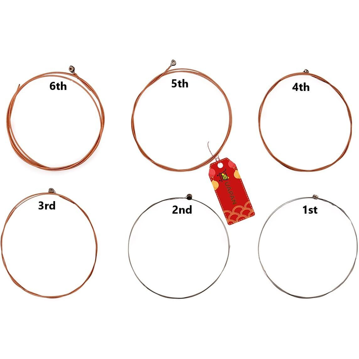Uapan Guitar String Set Of 6 For Acoustic Guitar (90/10 Copper Stainless Steel) (Light Guage - .011 To .052)