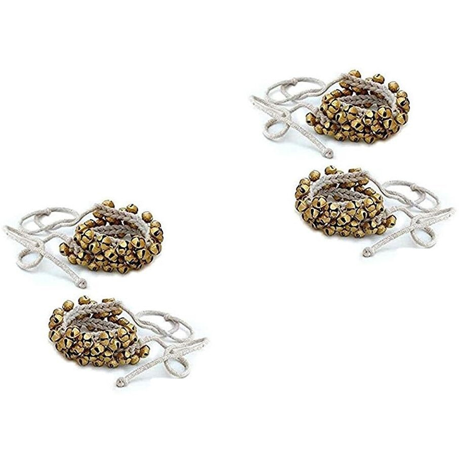 Uapan Brass Ghungroo White Cotton String Bells (1.6 Cm, 25+25, Pair, Pack Of 2 Pair)