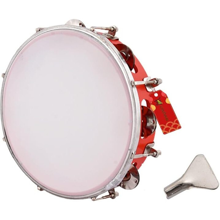 Uapan Dafli Musical Instrument I Dafli/Tambourine I 7Inch Hand Percussion Musical Instrument I Red Color I Small Tambourine