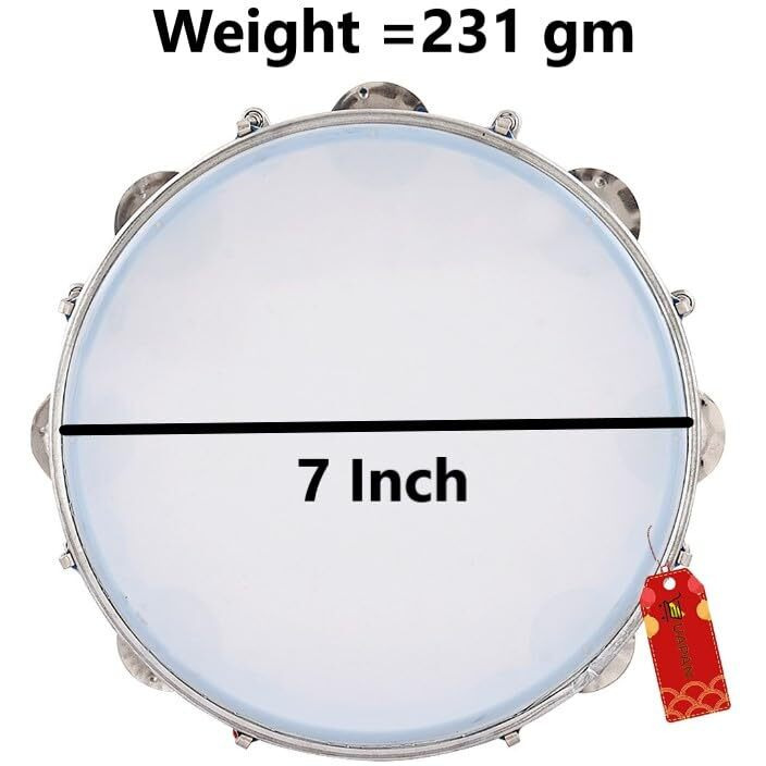 Uapan Dafli Musical Instrument I Dafli/Tambourine I 7Inch Hand Percussion Musical Instrument I Red Color I Small Tambourine