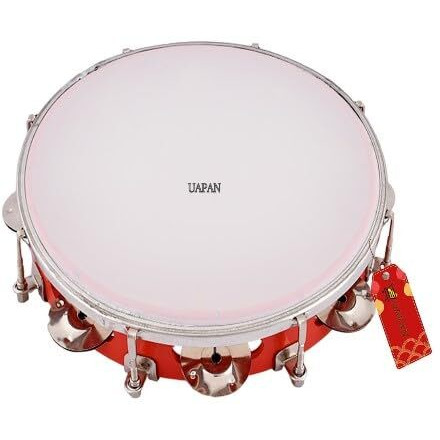 Uapan Dafli Musical Instrument I Dafli/Tambourine I 7Inch Hand Percussion Musical Instrument I Red Color I Small Tambourine