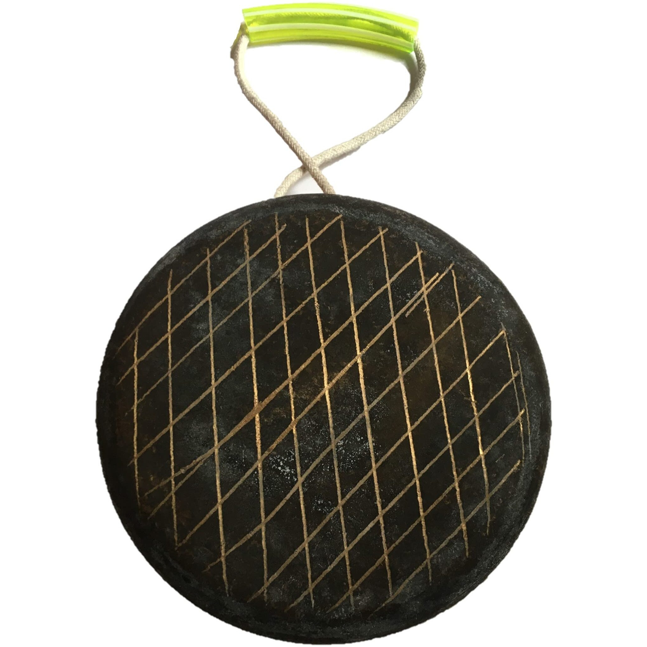 Uapan Gong Bell,Pooja Ghanta,Indian Sacred Ghadiyal, 9 Inch Brass Vijay Ghanta (Yellow, Pack Of Brass Pooja Bell