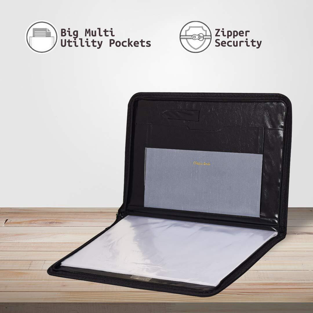 Ofixo File Folder Leatherette Material Professional File Folders For Certificates, Documents Holder, Card Holder, Cheque Book Holder With 20 Leafs (Size-B4, File Folder (Multi - Color Line)