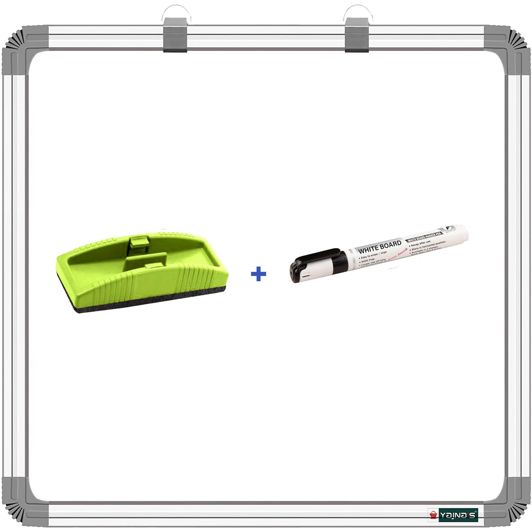 Yajnas Non-Magnetic 3X3 Feet Double Sided Whiteboard & Chalkboard Both Side Writing Board With 1 Marker And 1 Duster - Set Of 3 Items