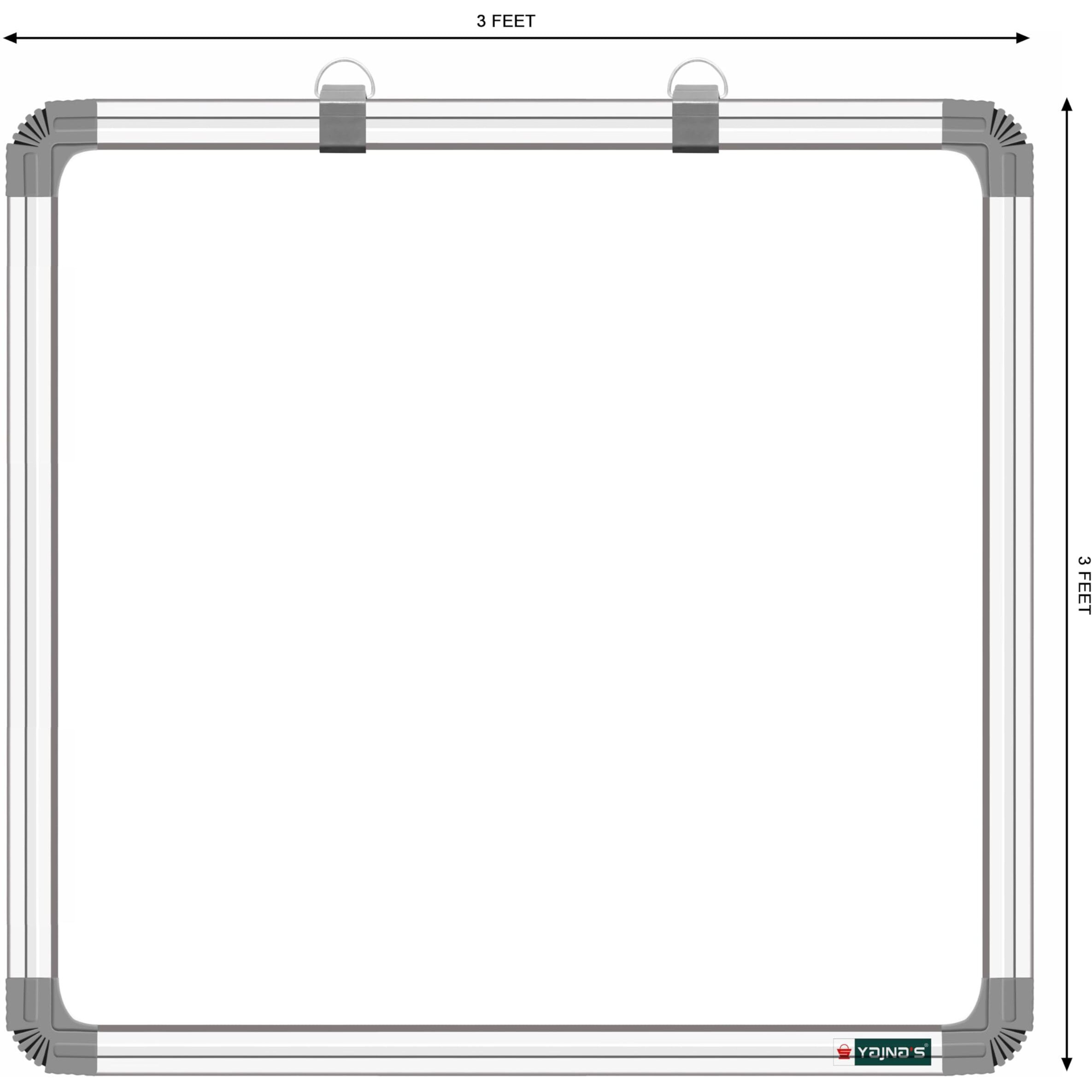 Yajnas Non-Magnetic 3X3 Feet Double Sided Whiteboard & Chalkboard Both Side Writing Board With 1 Marker And 1 Duster - Set Of 3 Items