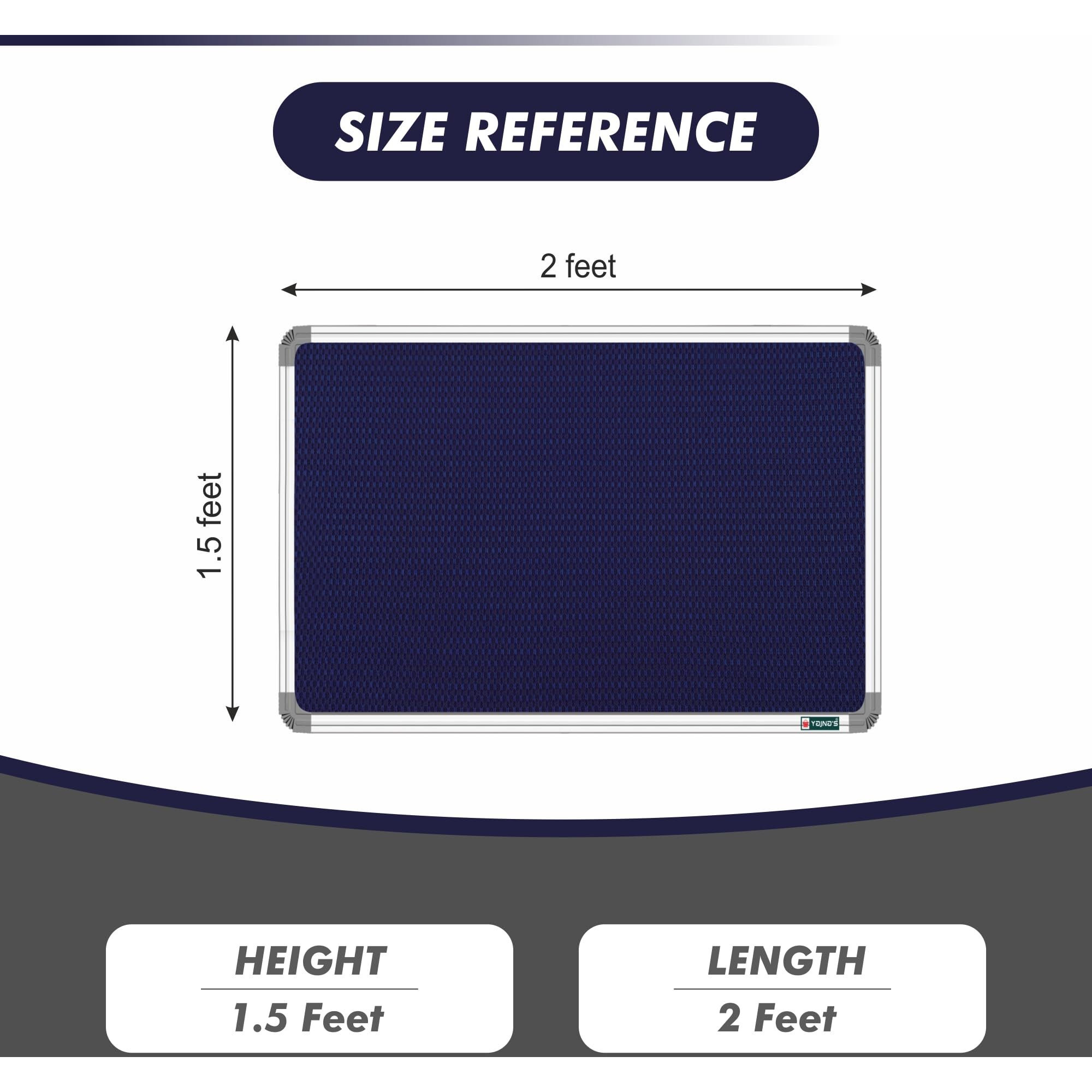 Yajnas Notice Board 1.5X2 Feet With Acrylic Door/Cover, Bulletin Board, Noticeboard For Study Room, Office, School & College - Lockable, Pin-Up Display Board, Soft Board (Blue)