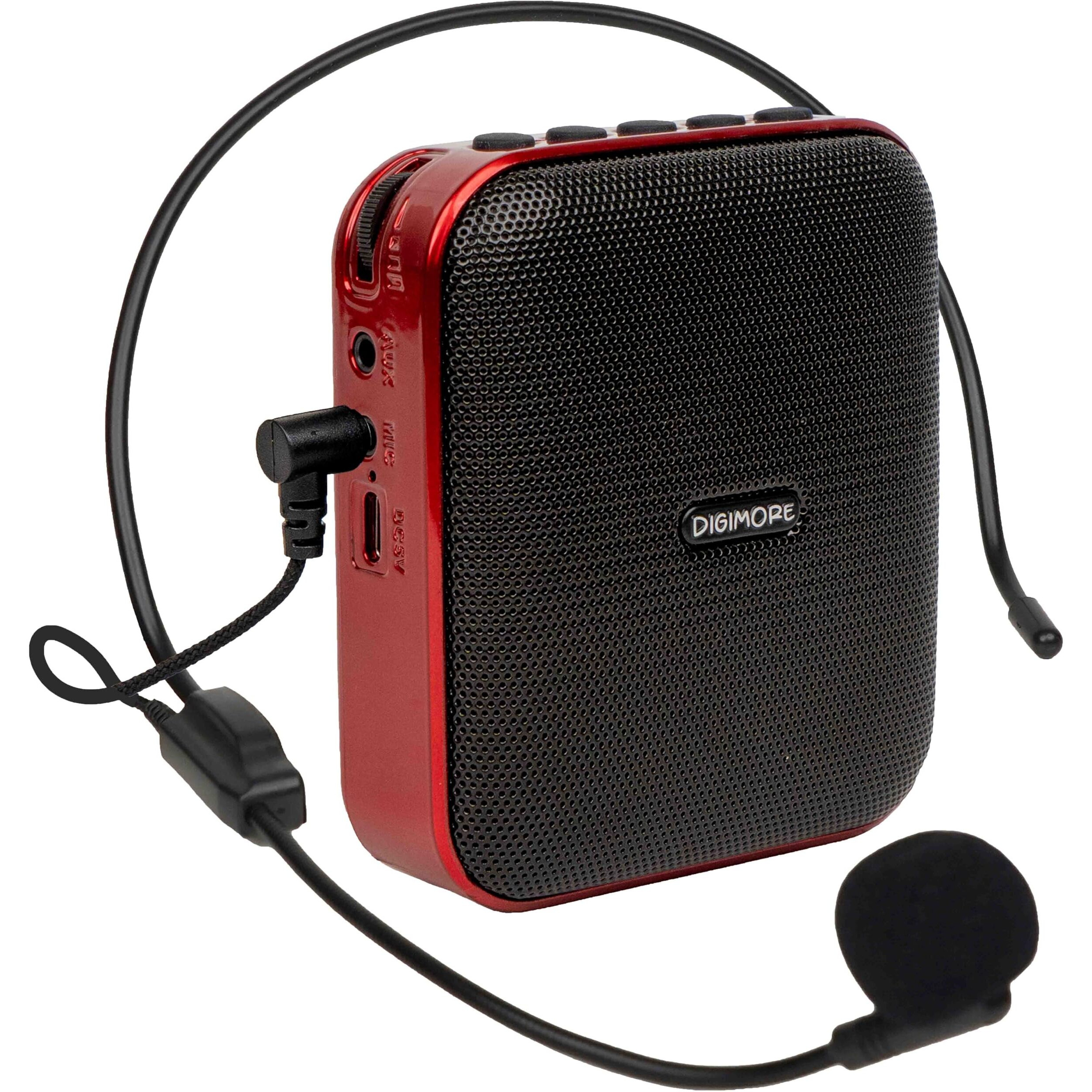Digimore D-1210 Bluetooth Voice Amplifier For Teachers | 10H Battery Life, And Mp3 Support |10W Portable Pa System With Headset Microphone For Tour Guides,Yoga,Fitness Instructors,Colleges (Red)