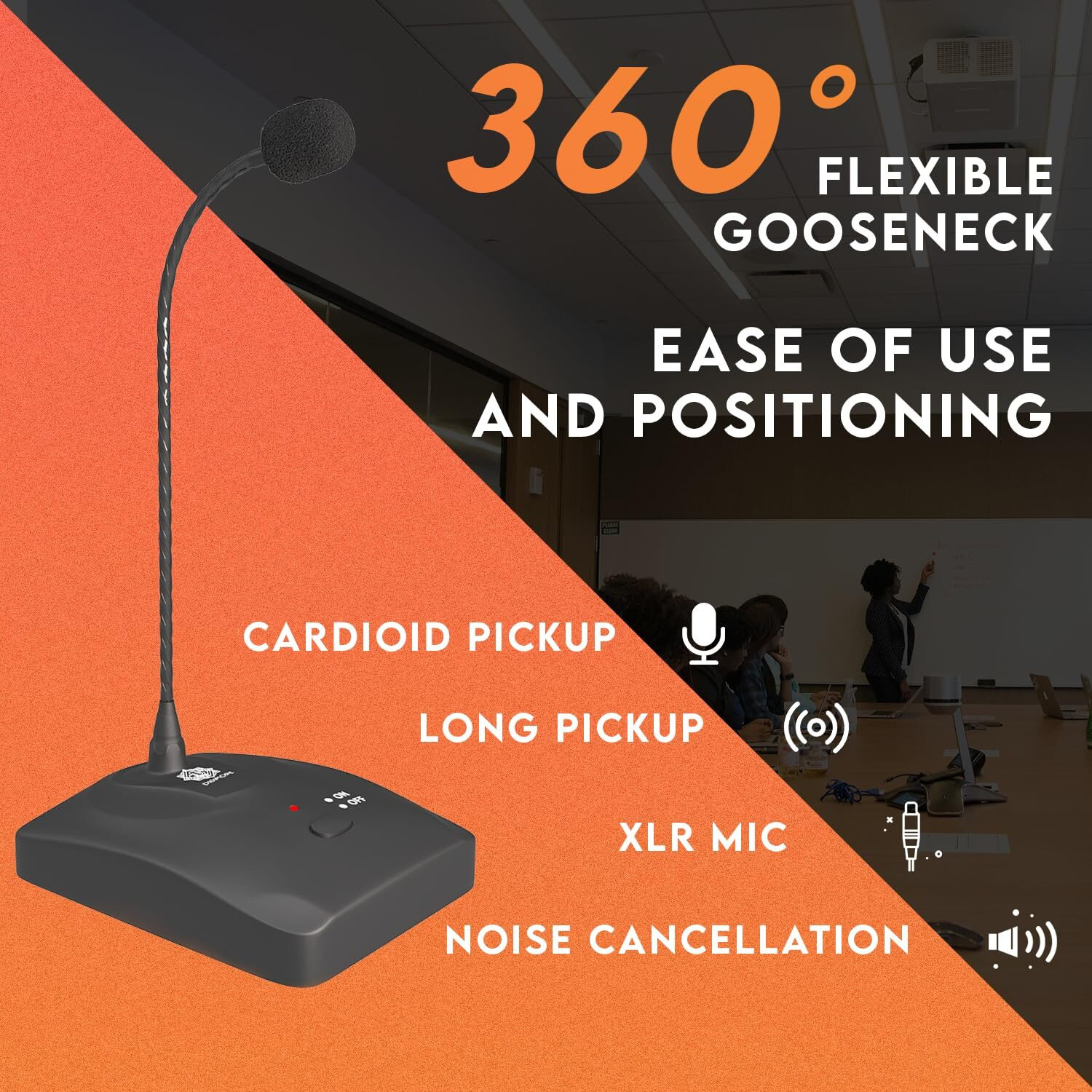 Digimore Desktop Condenser Gooseneck Microphone 18" Podium Microphone With On/Off Switch, Xlr Mic For Meetings Video Conferences, Streaming Lectures (D-650)