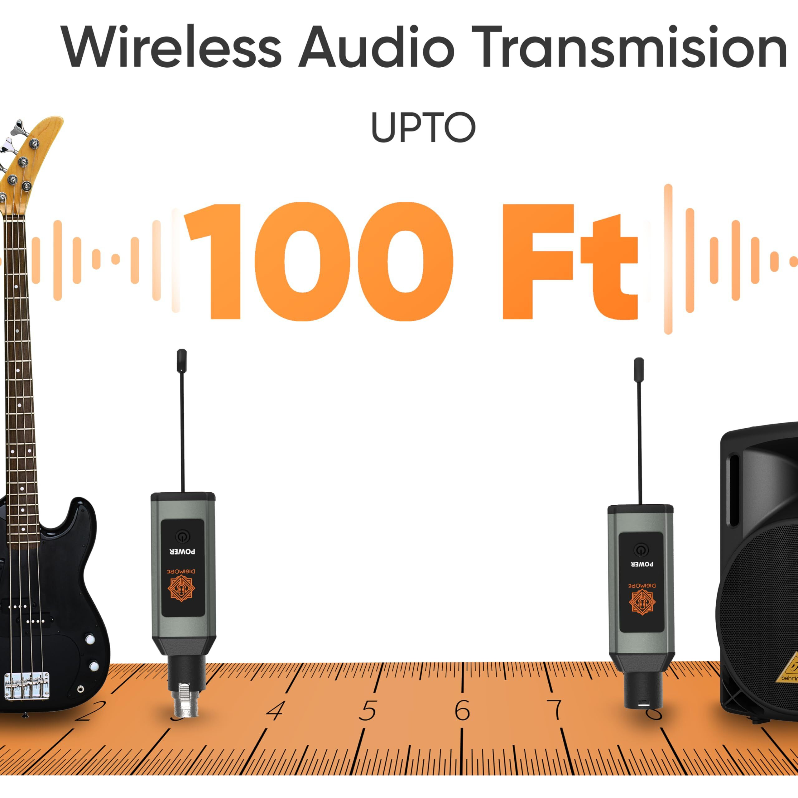Digimore Uhf Wireless Xlr Transmitter And Receiver | Up To 100Ft Range | 5Hrs Long Battery | &lt5Ms Latency | Xlr Connector For Guitars, Mics, Mixers, And Pa Systems (D-710)