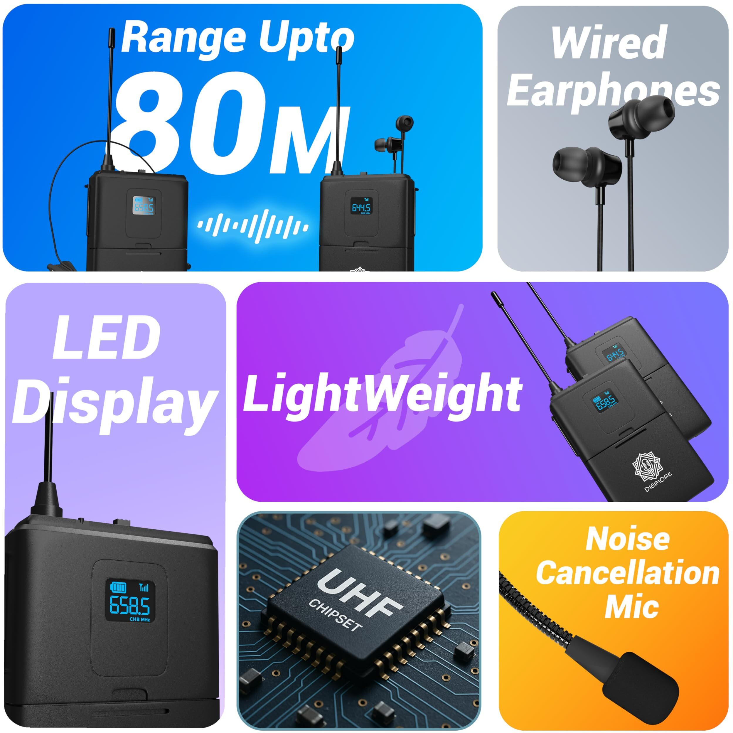 Digimore Wireless Receiver With Earphone System For Tour Guide, Church, Teaching, Travel, Presentation, Live Seminar, Factory Visits (1 Receiver) (D-1500)