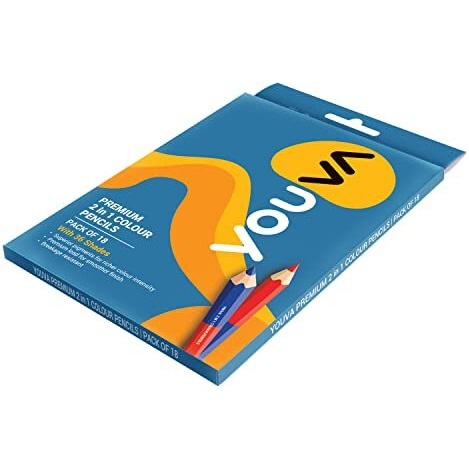 Navneet Youva | Premium 2 In 1 | Colour Pencil | Pack Of 18, Multi-Coloured, Multi