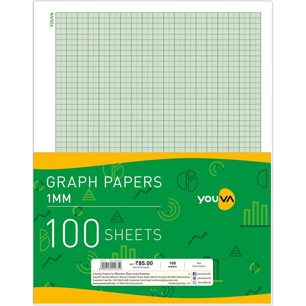 Navneet Youva | Graph Sheets | 22 Cm X 28 Cm | 1Mm | 100 Sheets| Pack Of 4