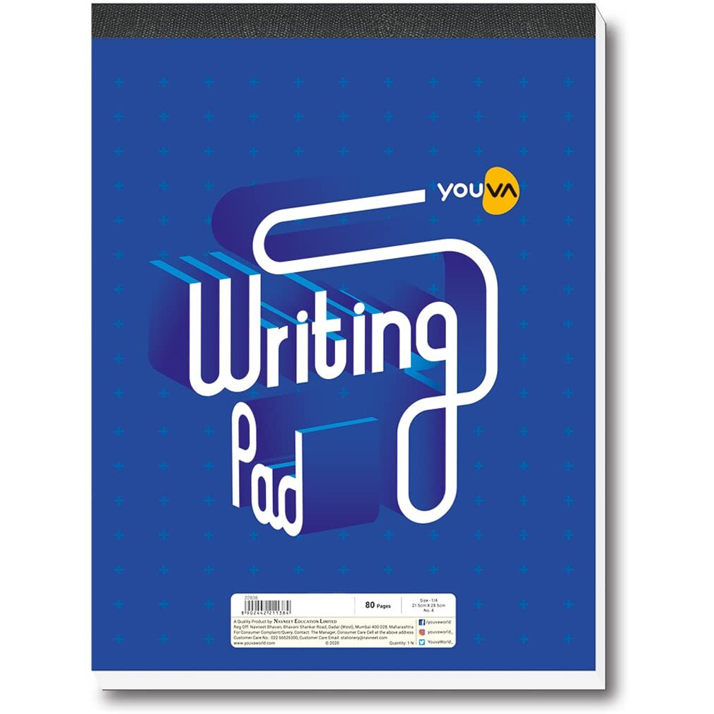 Navneet Youva | Writing Pad For Offices And Conferences | Stationery For Corporate Events | Size No. 4 | 21.5 Cm X 28.5 Cm | Single Line | 80 Pages | Pack Of 6