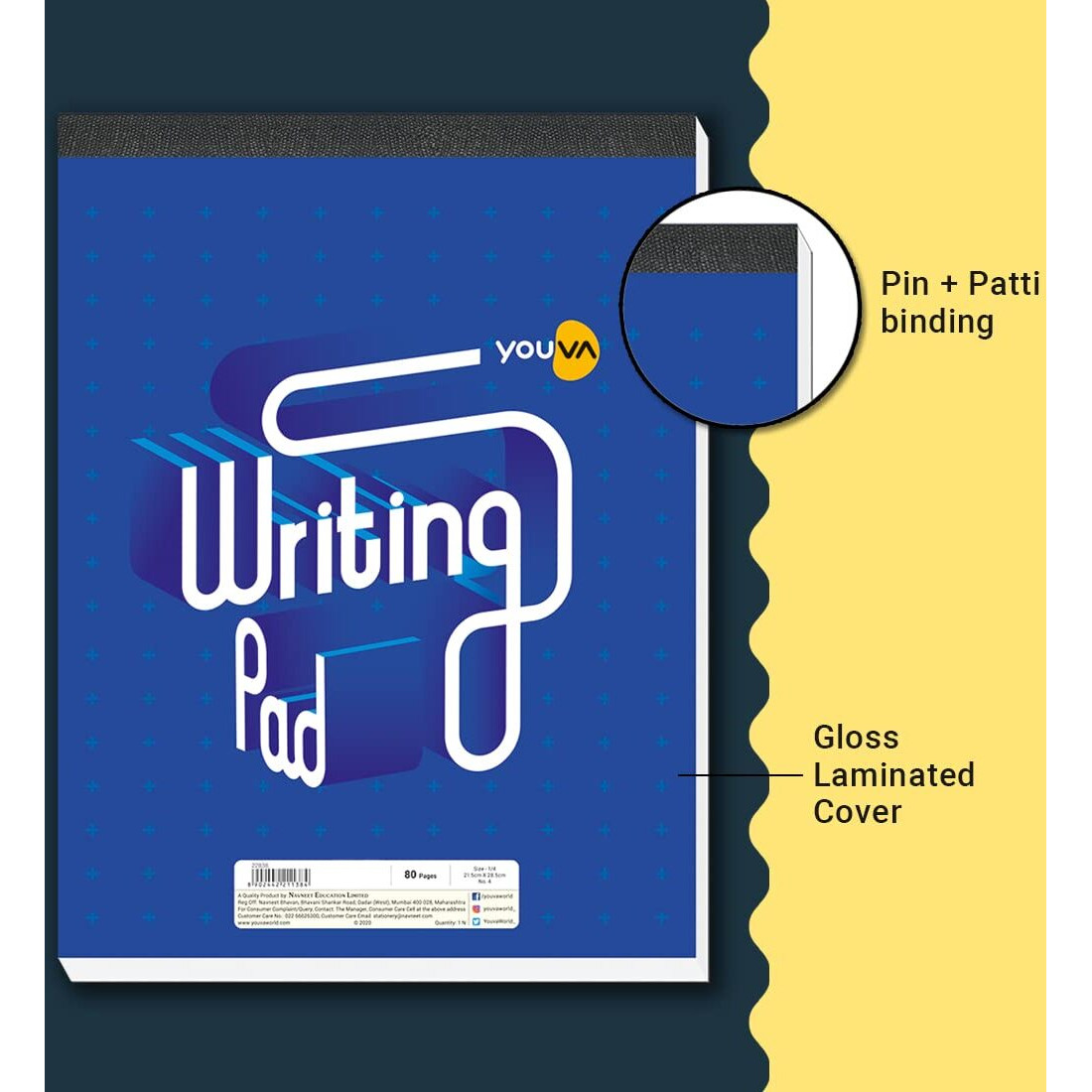 Navneet Youva | Writing Pad For Offices And Conferences | Stationery For Corporate Events | Size No. 4 | 21.5 Cm X 28.5 Cm | Single Line | 80 Pages | Pack Of 6