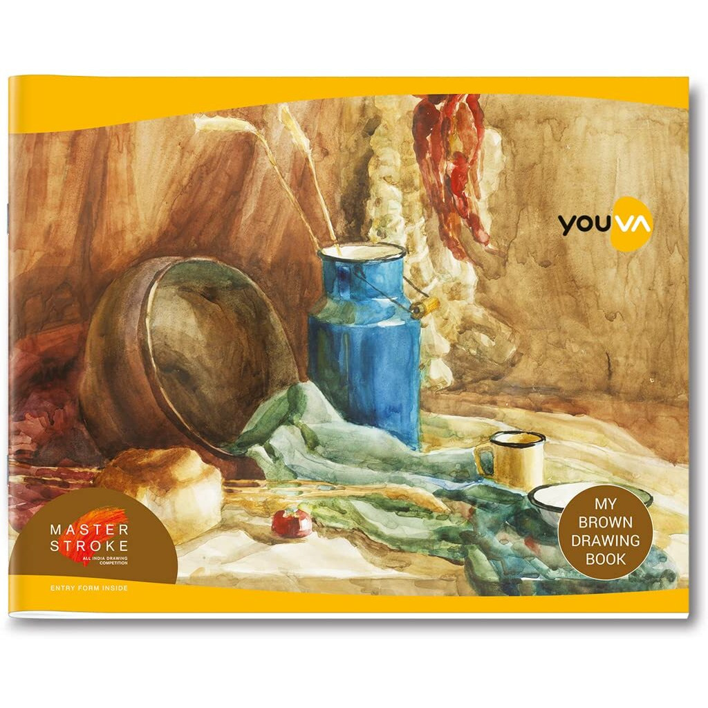 Navneet Youva | Brown Cover Drawing Book | 27.5 Cm X 34.7 Cm | 36 Pages | Pack Of 12 | Premium Art & Sketch Notebook For Students And Artists