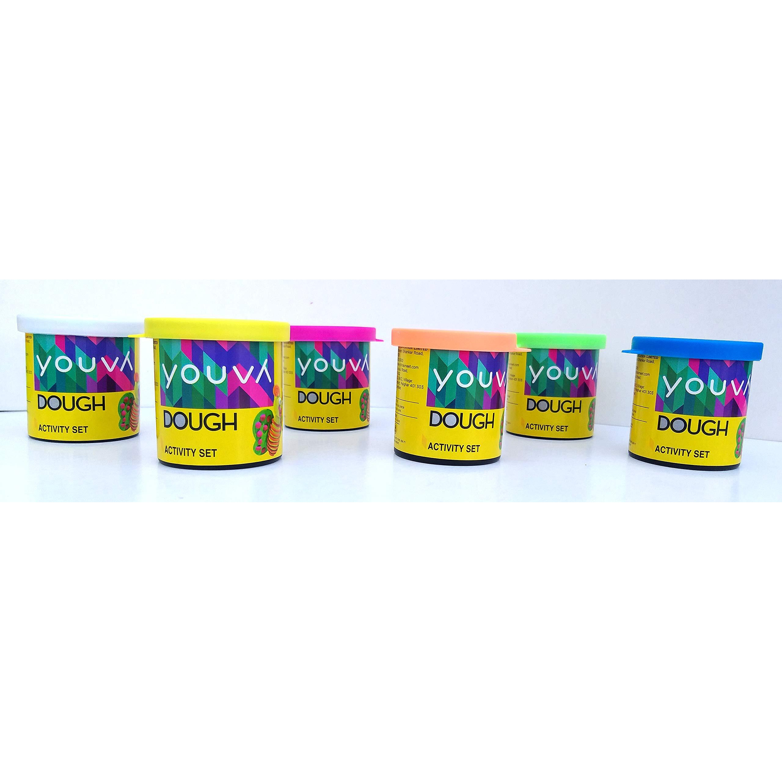 Navneet Youva | Dough Activity Set | Soft & Smooth Dough Makes Moulding Easy & Fun For Kids | 50G | Shades Of 6