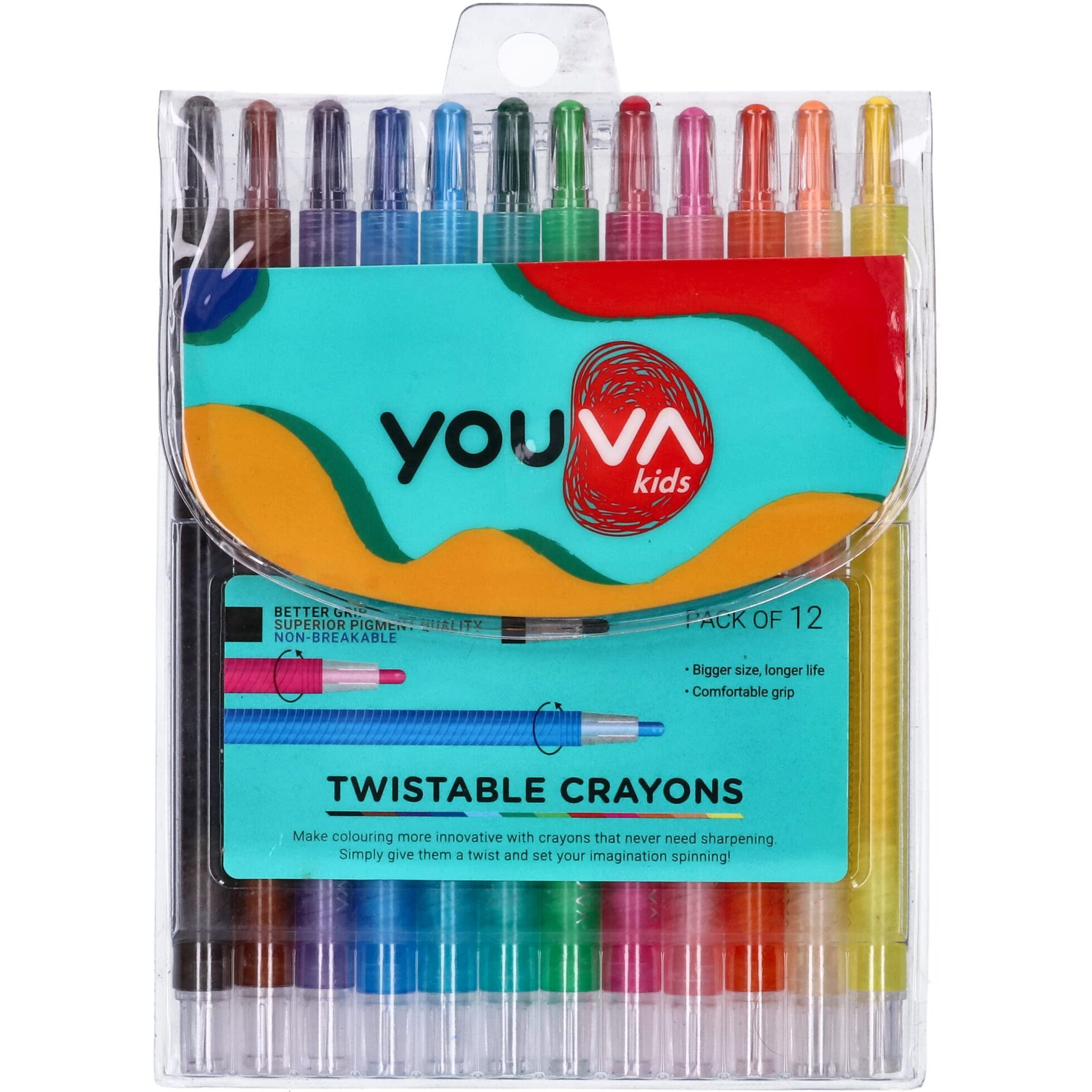 Navneet Youva | Twistable Wax Crayons | Pack Of 12| Set Of 1, Multicolored (35091)