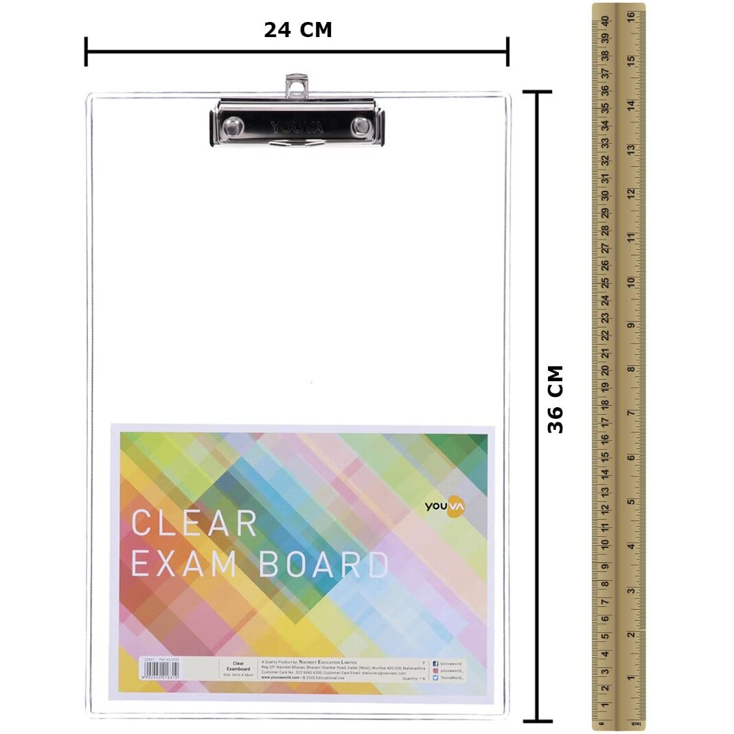 Navneet Youva | Clear Exam Board For Students | Transparent Exam Board | Foolscap Size - 24 Cm X 36 Cm | Pack Of 1