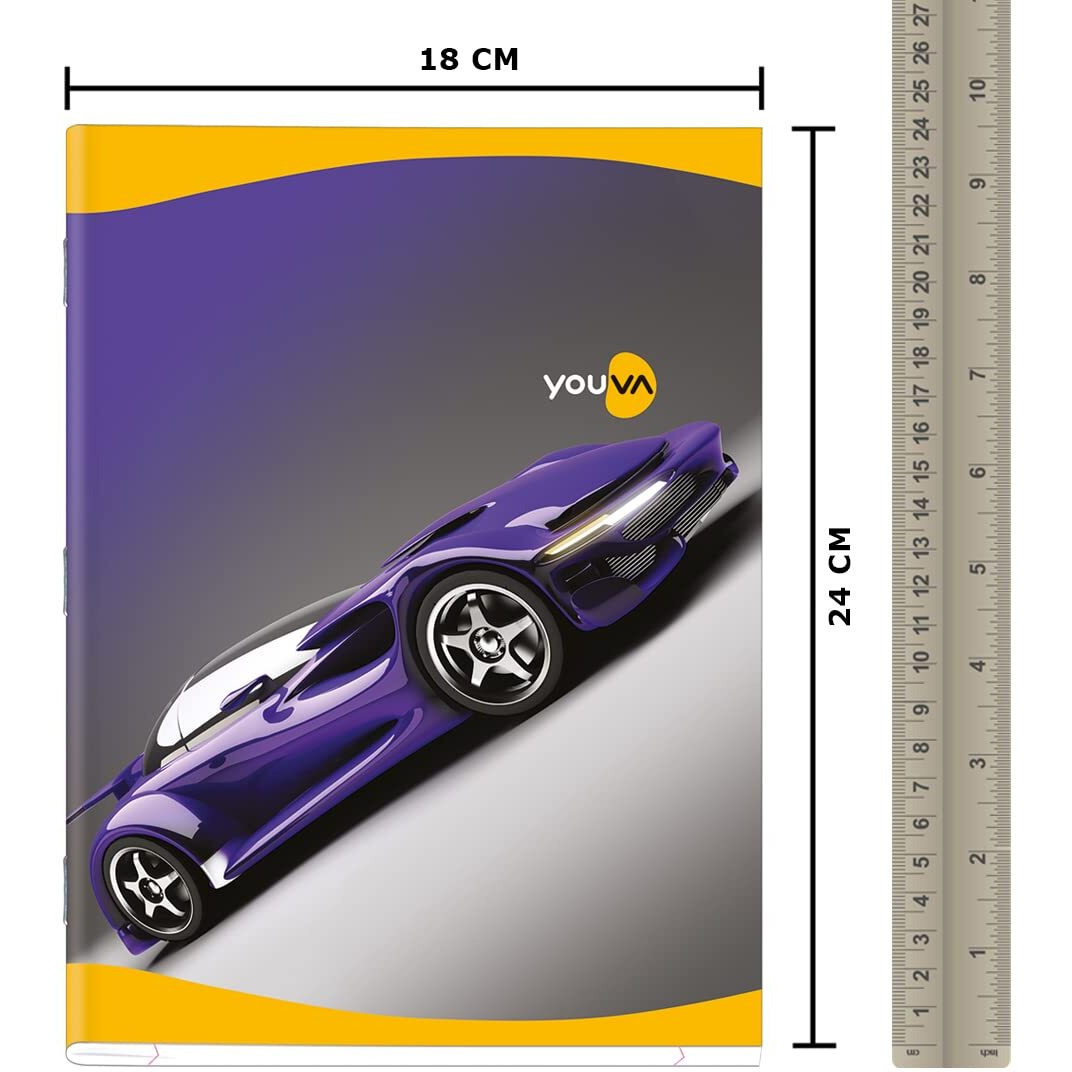 Youva Navneet Soft Bound Notebook | 18 Cm X 24 Cm | Single Line | 172 Pages | Pack Of 12 | School College Office Writing Book