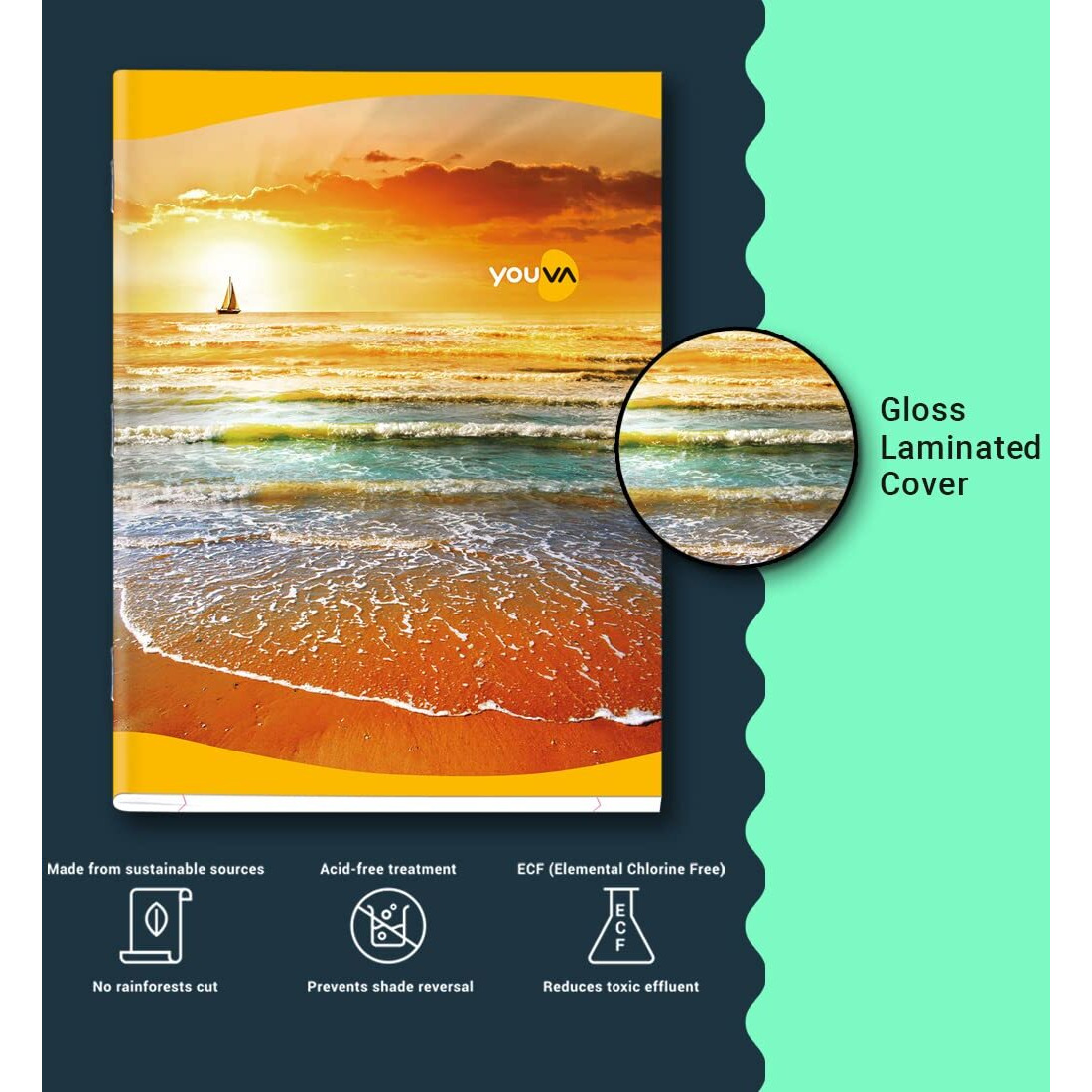 Youva Navneet Soft Bound Notebook | 18 Cm X 24 Cm | Single Line | 172 Pages | Pack Of 12 | School College Office Writing Book