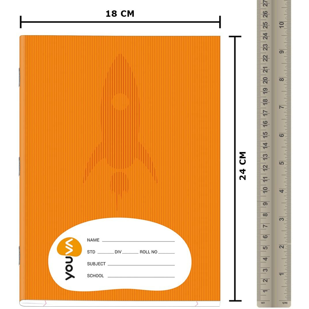Youva Navneet Brown Cover | Soft Bound Notebook | 18 Cm X 24 Cm | Single Line | 172 Pages | Pack Of 12