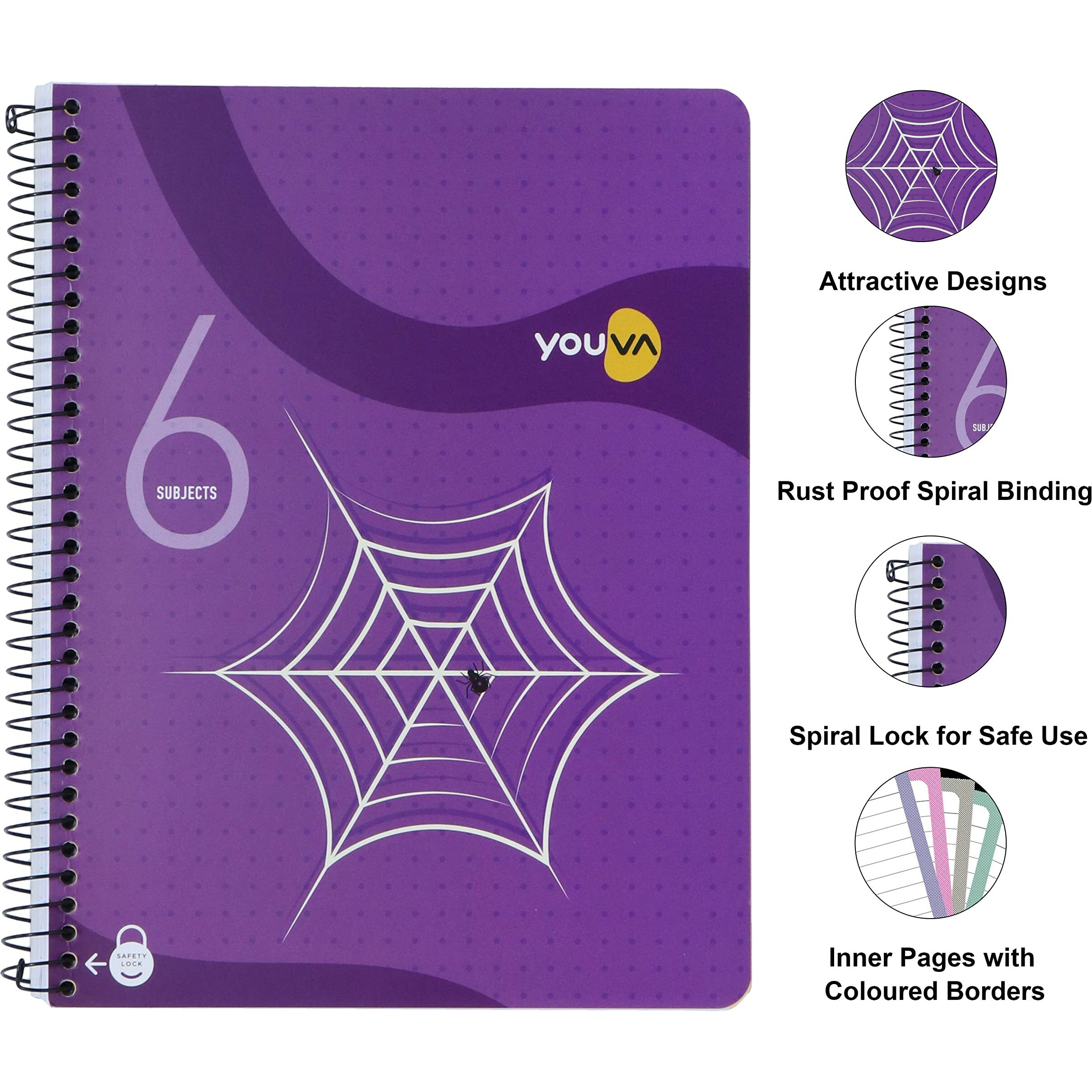 Youva Navneet Youva | Spiral Bound | Six Subject Book | 21 Cm X 29.7 Cm | Single Line | 300 Pages