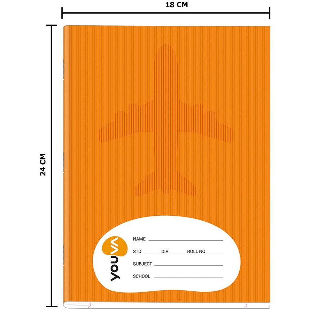 Youva Navneet Youva | Brown Soft Bound Note Book For Students | Jumbo Size - 18 Cm X 24 Cm | Sketch (1 Side Single Line / 1 Side Plain) | 172 Pages | Pack Of 3