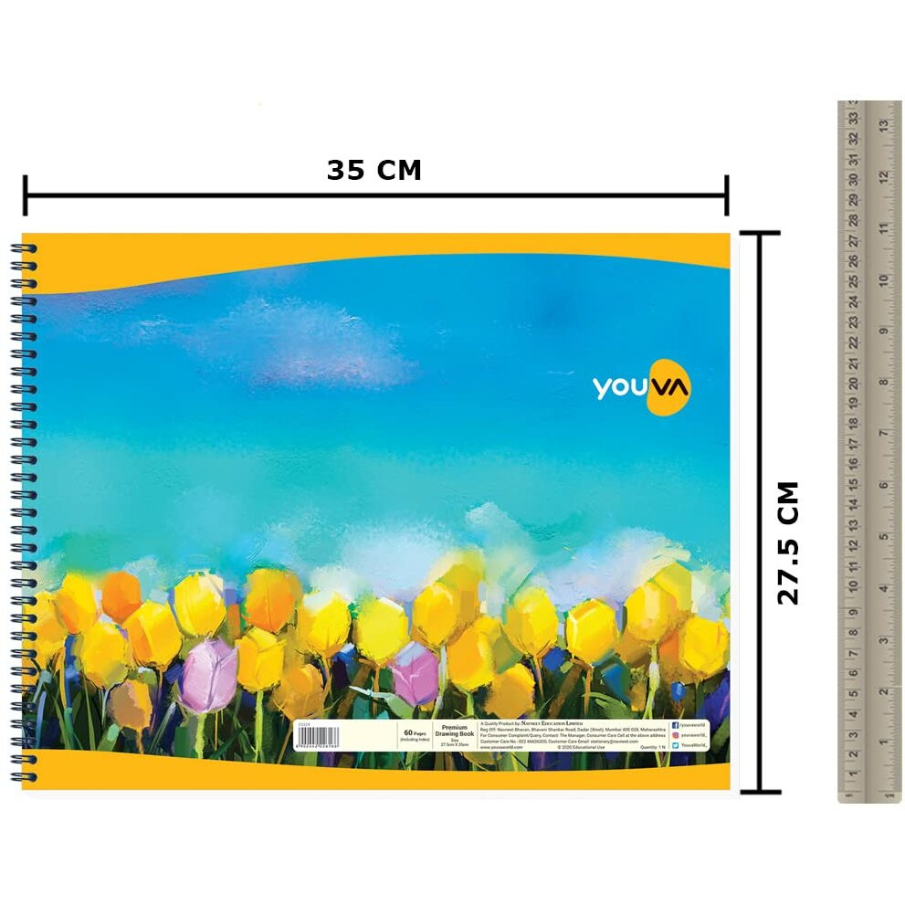 Navneet Youva | Spiral Wiro Drawing Book | 27.5Cm X 35Cm | 60 Pages | Pack Of 1