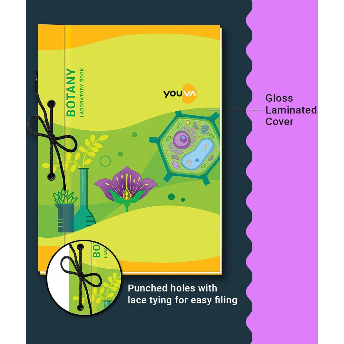 Navneet Youva Youva Botany Laboratory Book For College Students | 21 X 28.5 Cm | Hard Bound With Lace Binding | 1 Ruled / 1 Plain | 58 Pages | Pack Of 3