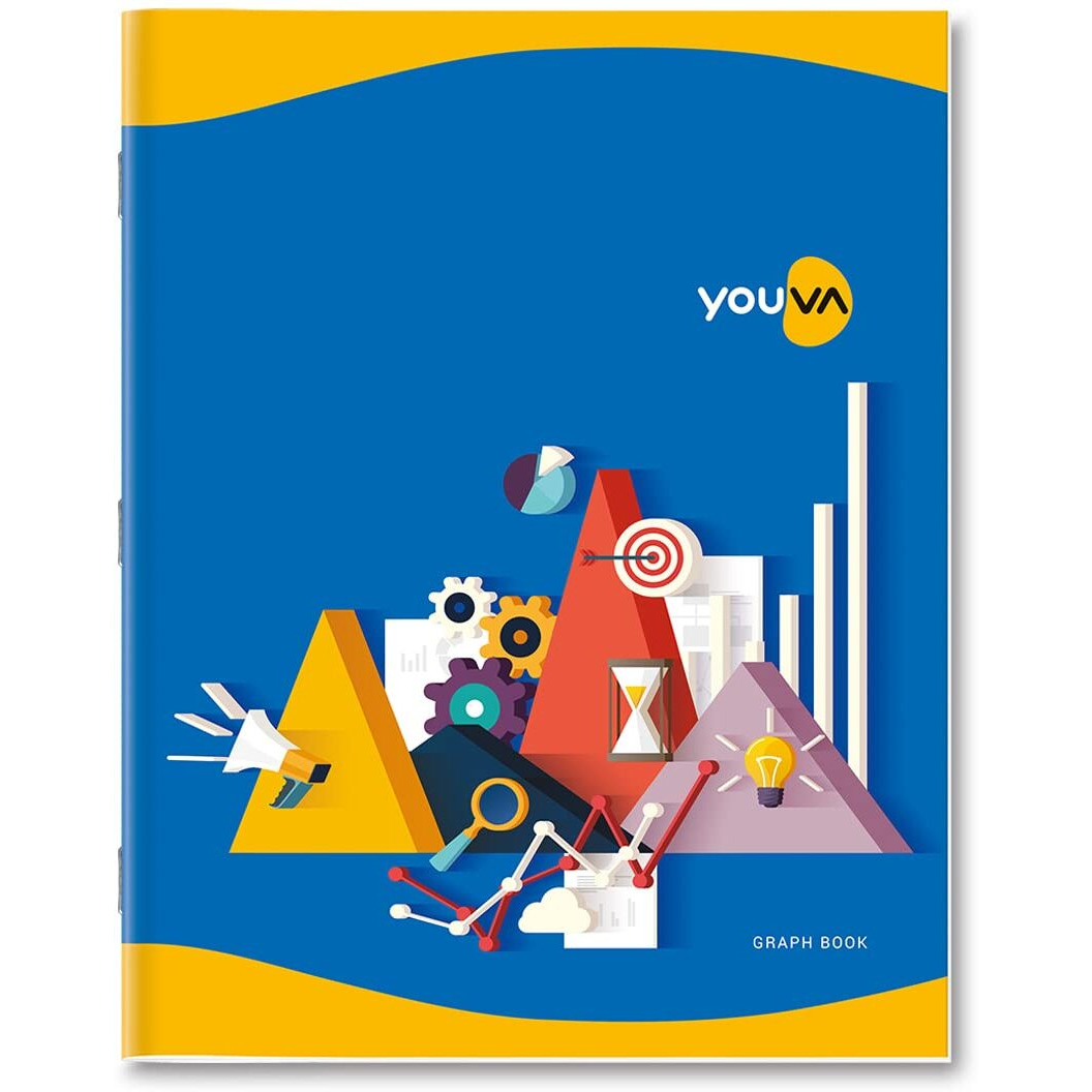 Navneet Youva | Graph Book For Students | Soft Bound | Big Size - 22 Cm X 28 Cm | 1 Side Graph (1Mm) & 1 Side Ruled | 64 Pages | Pack Of 3