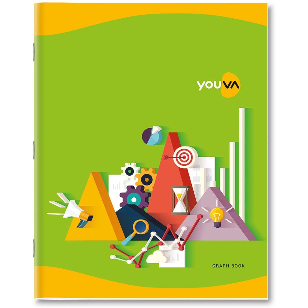 Navneet Youva Youva Graph Book For Students | Soft Bound | Big Size - 22 Cm X 28 Cm | 1 Side Graph (1Mm) & 1 Side Ruled | 96 Pages | Pack Of 3