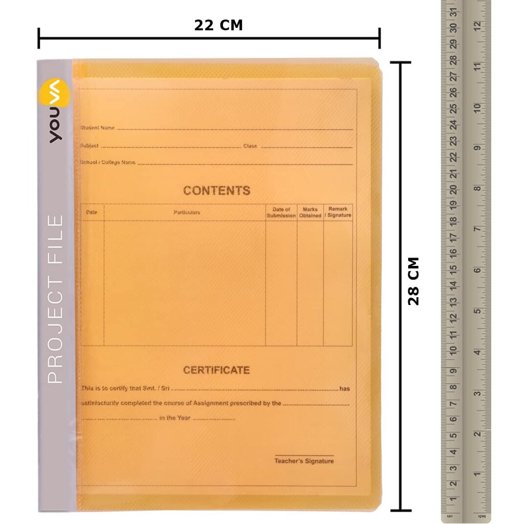 Youva Navneet | Project File And Project Paper For Students | 1 Side Ruled And 1 Side Plain | 22 X 28 Cm | 18 Sheets | Pack Of 5, Multicolor