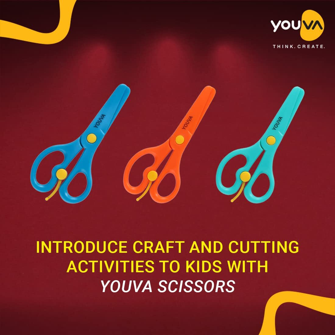 Youva Navneet | Scissors Assorted Colour For Smaller Kids | Pack Of 1 | 3 Colours - Green, Orange, Blue | Safe For Kids Of The Age Group 3-6 Years | Pack Of 2