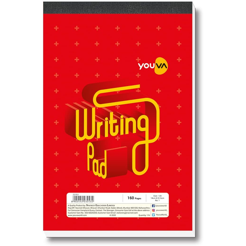 Youva Navneet Patti Bound Writing Pad | Compact Notebook | 18 X 21.5 Cm | Single Line | 160 Pages | Pack Of 6