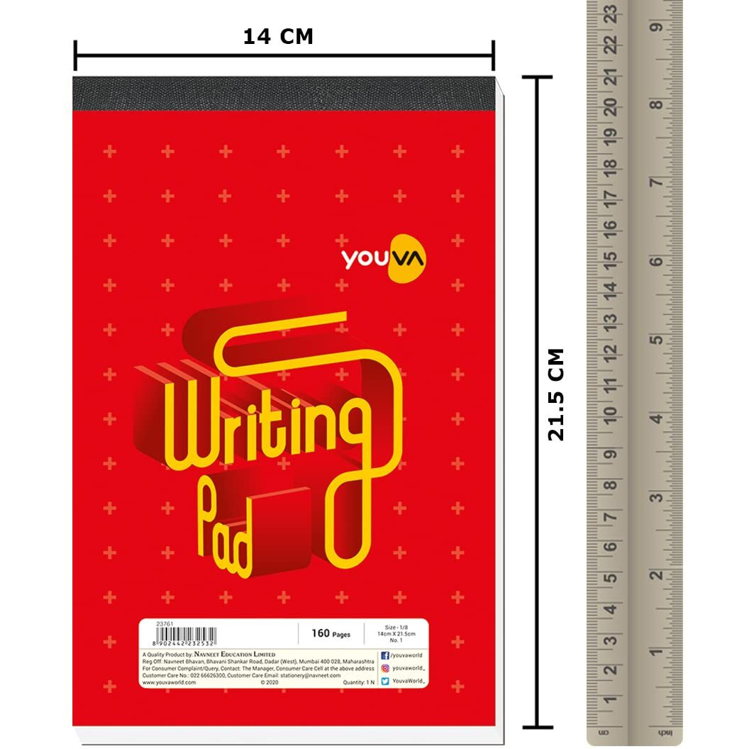 Youva Navneet Patti Bound Writing Pad | Compact Notebook | 18 X 21.5 Cm | Single Line | 160 Pages | Pack Of 6