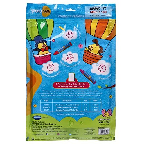 Navneet Youva | Combo Of Drawing And Craft Kit For Kids, Birthday Gifting Include Colour Book, Wax Crayons, Posters