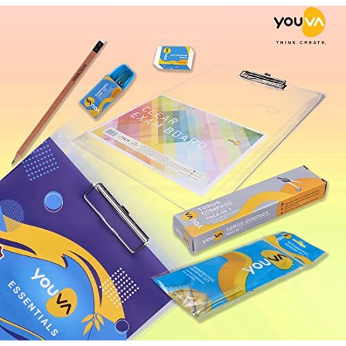 Navneet Youva | Exam Kit Contains Pencil, Mathematical Drawing Set, Sharpener, Dust Free Eraser, And Torus Compass For Student Gift, Multicolor