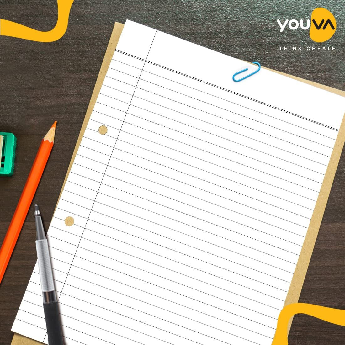 Navneet Youva | Journal Paper With Black Margin For Students And Office Executives | 22Cm X 28Cm | 1 Side Ruled / 1 Side Plain | 100 Sheets