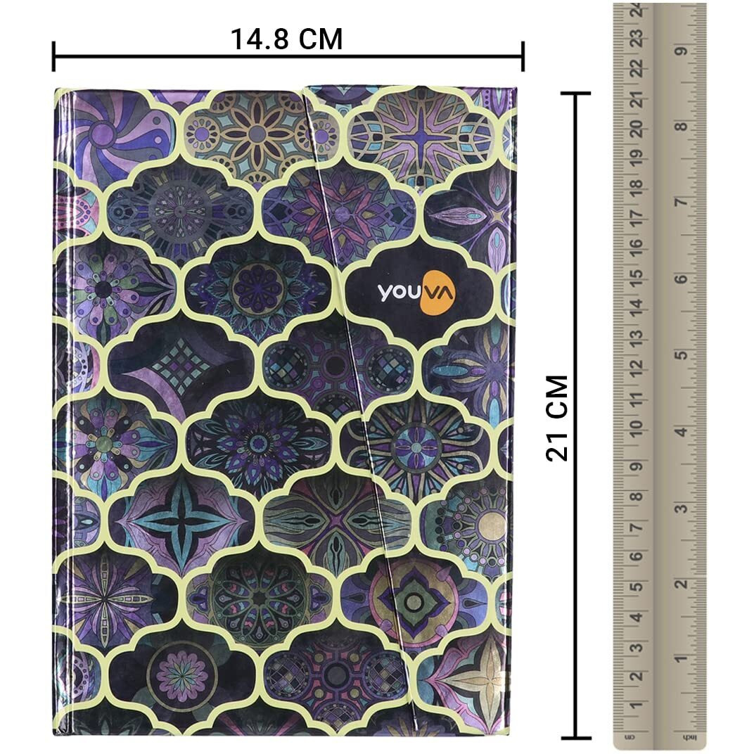 Navneet Youva | Metallica Design With Magnetic Case Bound Notebook | A5 Size - 14.8 X 21 Cm | Single Line | 192 Pages | Assorted Design
