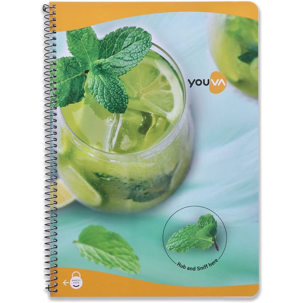Navneet Youva | Rub N Sniff | Spiral Long Book With Fragrance For Students And Executives | Spiral Bound With Safety Lock | A4 Size - 21 X 29.7 Cm | Single Line | 172 Pages | Pack Of 1