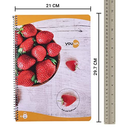Navneet Youva | Rub N Sniff | Spiral Long Book With Fragrance For Students And Executives | Spiral Bound With Safety Lock | A4 Size - 21 X 29.7 Cm | Single Line | 172 Pages | Pack Of 1